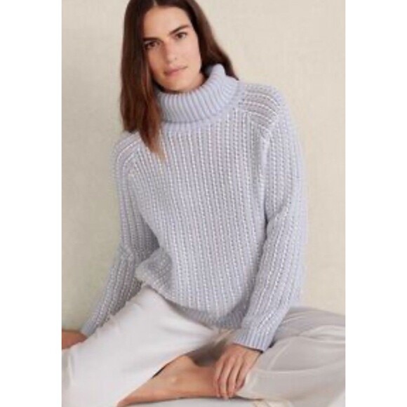 Haven Well Within Sweater Womens Large Open Knit Chunky Turtleneck Lavender New - Picture 1 of 9